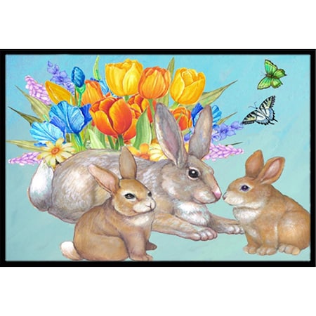 Carolines Treasures Bunny Family Easter Rabbit Indoor and Outdoor Mat- 18 x 27 in. PJC1065MAT